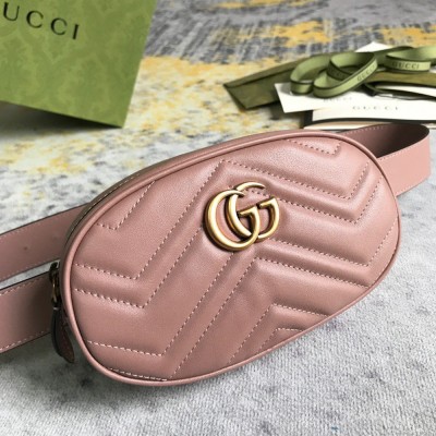 Gucci GG Marmont Belt Bag In Dusty Pink Matelasse Leather