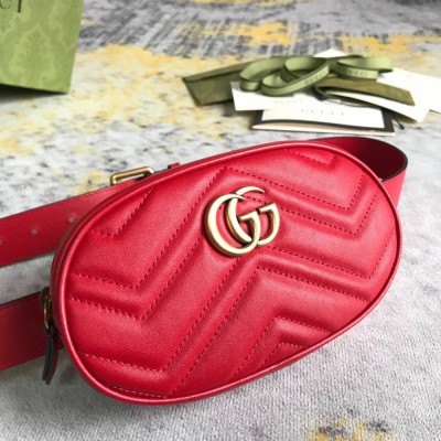 Gucci GG Marmont Belt Bag In Red Matelasse Leather