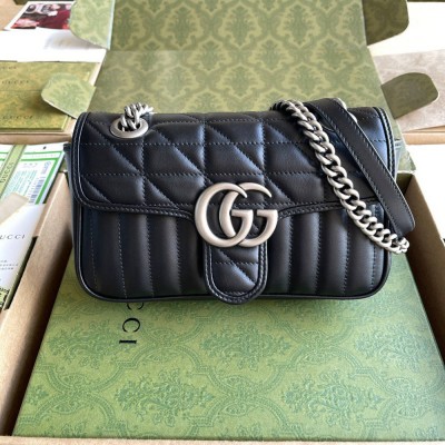 Gucci GG Marmont Mini Shoulder Bag in Black Matelasse Leather