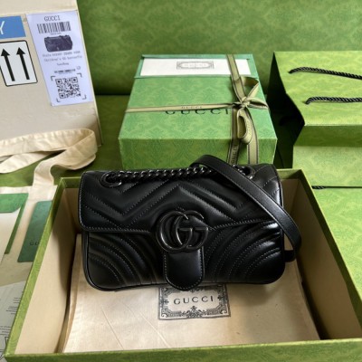 Gucci GG Marmont Mini Shoulder Bag with Black Hardware