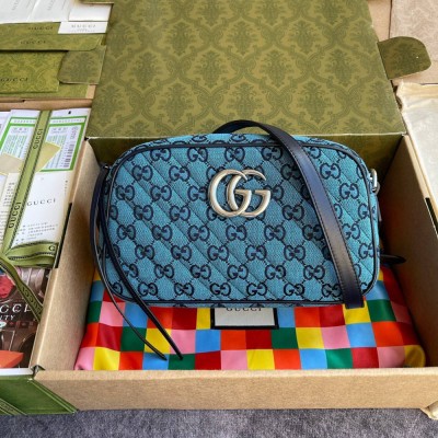 Gucci GG Marmont Small Camera Bag in Blue GG Canvas