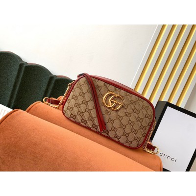 Gucci GG Marmont Small Camera Bag in Canvas with Red Trim