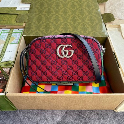 Gucci GG Marmont Small Camera Bag in Red GG Multicolor Canvas