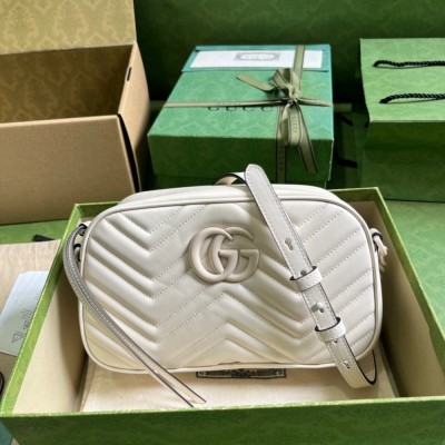 Gucci GG Marmont Small Camera Bag with White Hardware