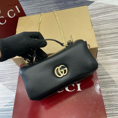 Gucci GG Milano Mini Top Handle Bag in Black Puffy Leather