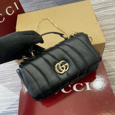 Gucci GG Milano Mini Top Handle Bag in Black Puffy Quilted Leather