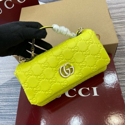 Gucci GG Milano Mini Top Handle Bag in Bright Green GG Puffy Leather