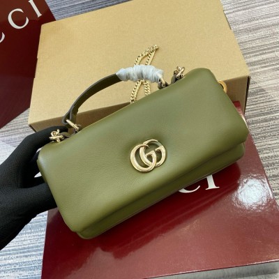 Gucci GG Milano Mini Top Handle Bag in Green Puffy Leather