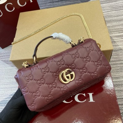 Gucci GG Milano Mini Top Handle Bag in Red GG Puffy Leather