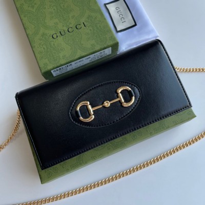 Gucci Horsebit 1955 Chain Wallet in Black Calfskin