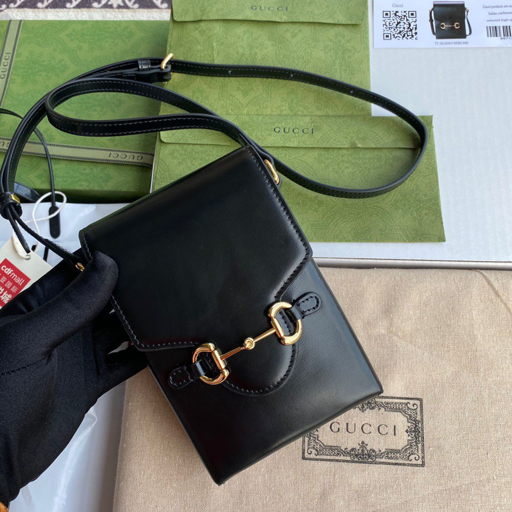 Gucci Horsebit 1955 Mini Bag in Black Calfskin