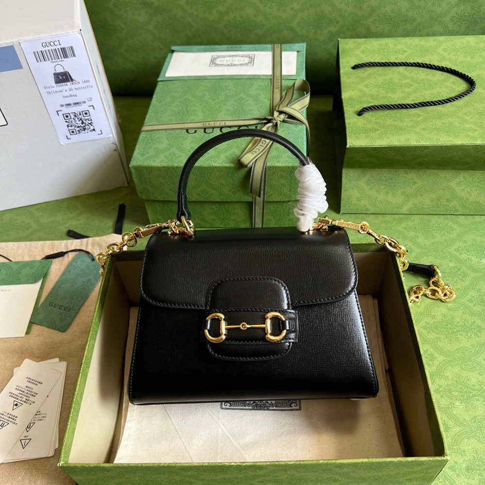 Gucci Horsebit 1955 Mini Handbag in Black Leather