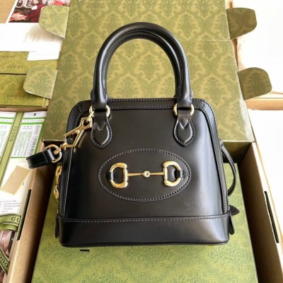 Gucci Horsebit 1955 Mini Top Handle Bag in Black Calfskin