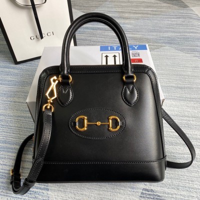 Gucci Horsebit 1955 Small Top Handle Bag in Black Calfskin