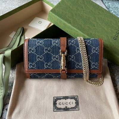 Gucci Jackie 1961 Chain Wallet in GG Supreme Denim