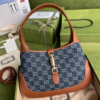 Gucci Jackie 1961 Small Hobo Bag in GG Jacquard Denim