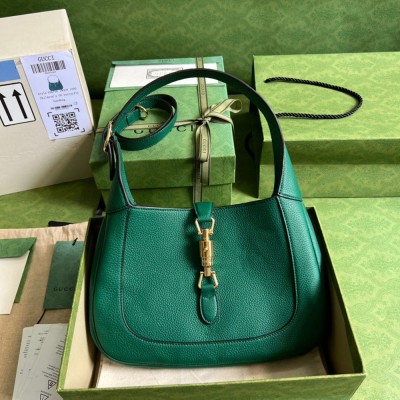 Gucci Jackie 1961 Small Hobo Bag in Green Grained Leather