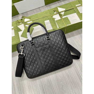 Gucci Large Briefcase in Black Signature Leather