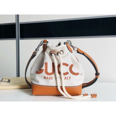 Gucci Mini Drawstring Bag in Canvas with Gucci Print