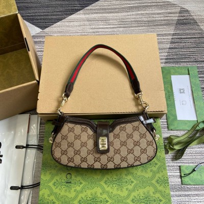 Gucci Moon Side Mini Shoulder Bag in Beige Original GG Canvas