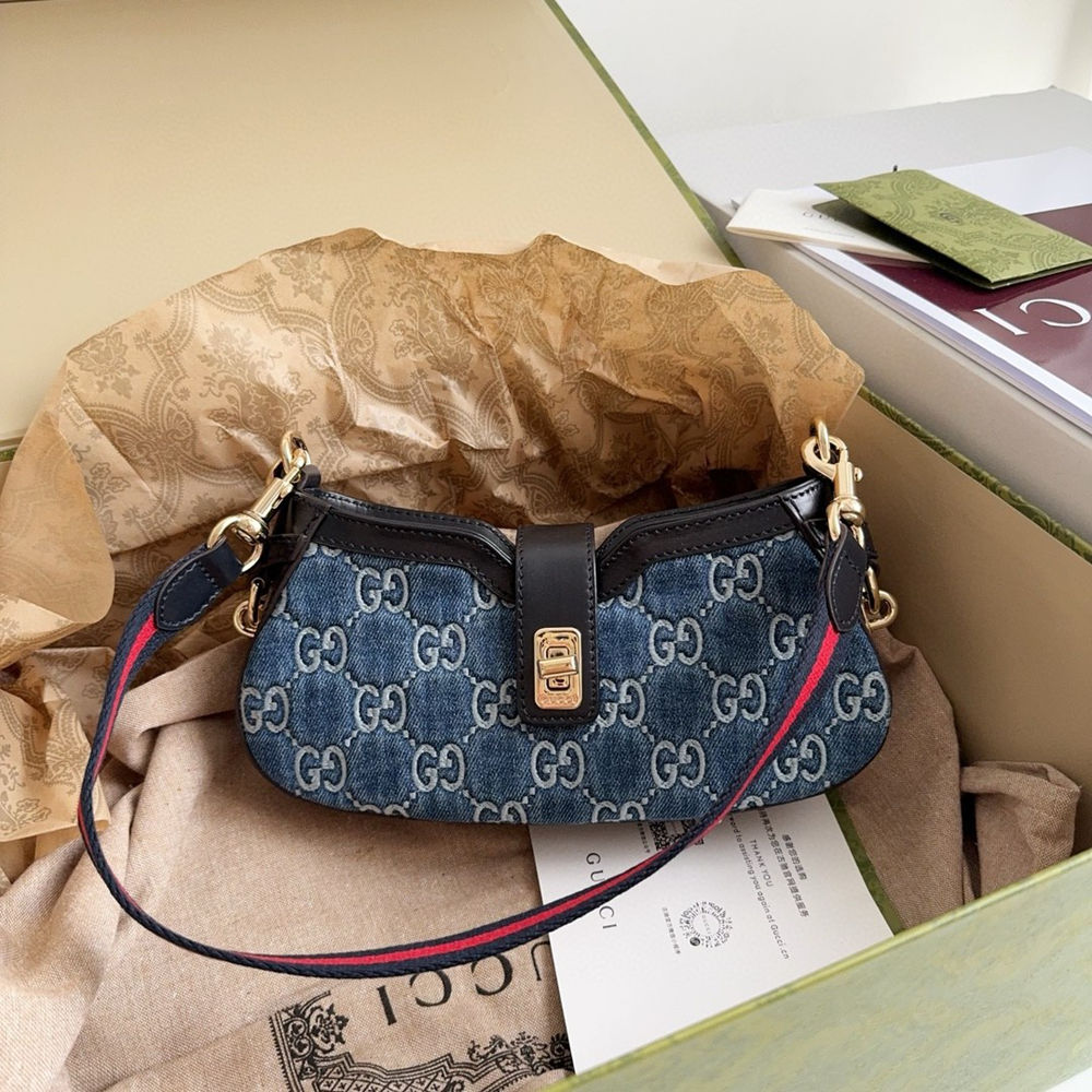 Gucci Moon Side Mini Shoulder bag in Blue GG Denim