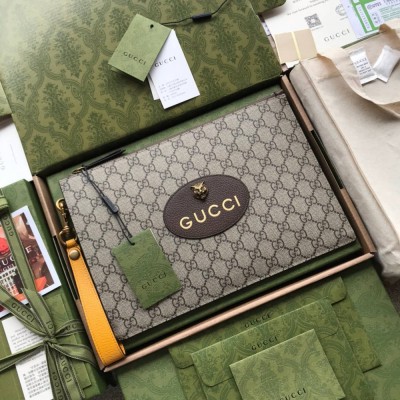 Gucci Neo Vintage Portfolio Pouch in Beige GG Supreme Canvas