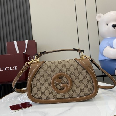 Gucci New Blondie Small Handle Bag in Beige Original GG Canvas