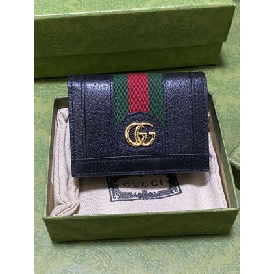 Gucci Ophidia Card Case Wallet in Black Leather