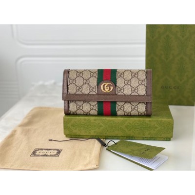 Gucci Ophidia Continental Wallet in Beige GG Supreme Canvas