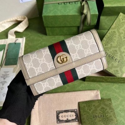 Gucci Ophidia Continental Wallet in White GG Supreme Canvas