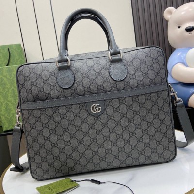 Gucci Ophidia GG Medium Briefcase in Grey GG Supreme Canvas