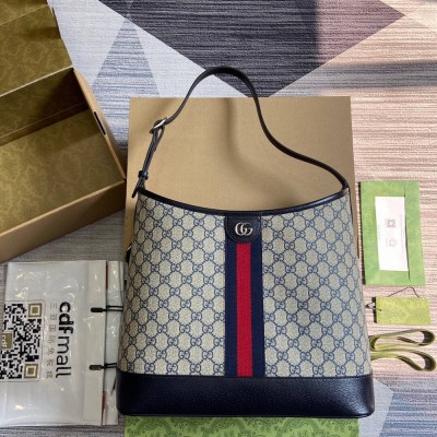 Gucci Ophidia GG Medium Shoulder Bag in Blue GG Canvas