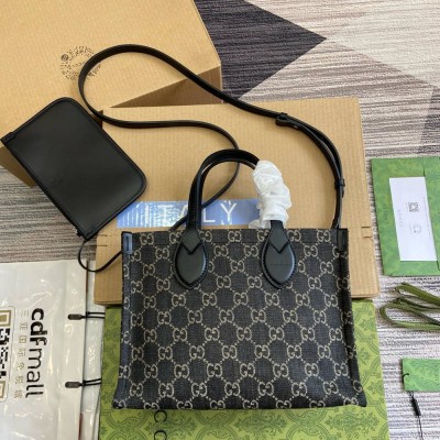 Gucci Ophidia GG Medium Tote Bag in Black GG Denim