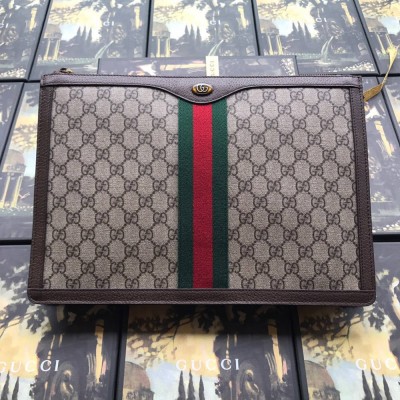 Gucci Ophidia GG Portfolio Pouch in Beige GG Supreme Canvas