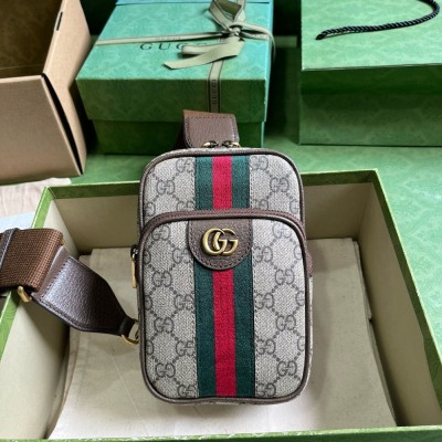 Gucci Ophidia GG Sling Bag in Beige GG Supreme Canvas