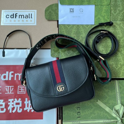 Gucci Ophidia GG Small Shoulder Bag in Black Leather