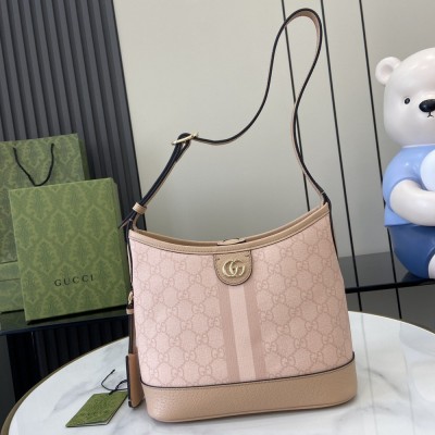 Gucci Ophidia GG Small Shoulder Bag in Dusty Pink Supreme Canvas