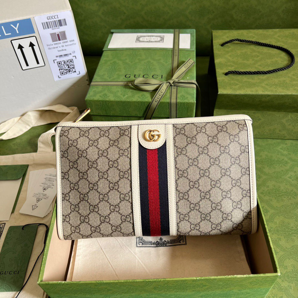 Gucci Ophidia GG Toiletry Case in Beige Supreme Canvas