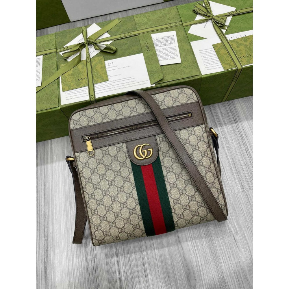 Gucci Ophidia Medium Messenger Bag in Beige GG Supreme Canvas