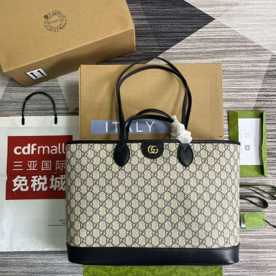 Gucci Ophidia Medium Tote Bag in Blue Supreme Canvas