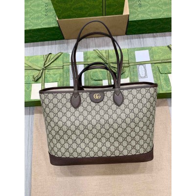 Gucci Ophidia Medium Tote Bag in Brown Supreme Canvas