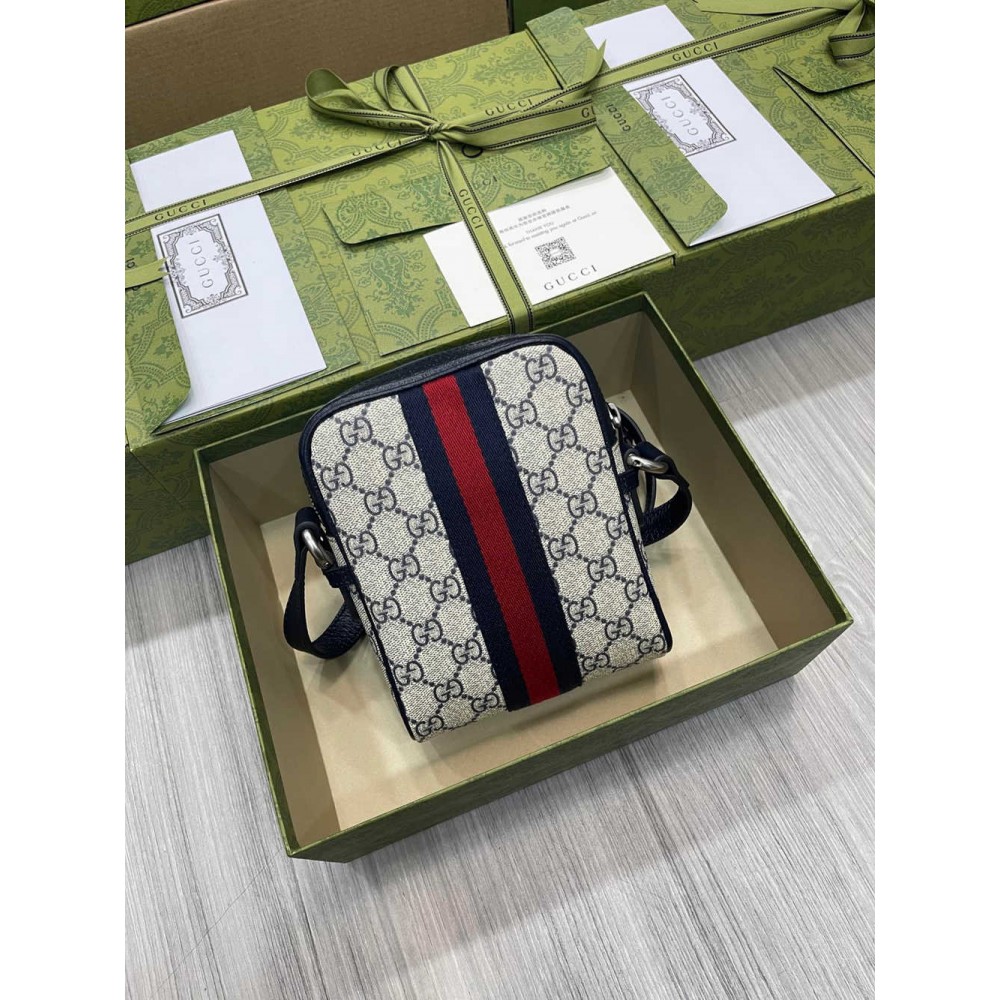 Gucci Ophidia Mini Messenger Bag in Blue GG Supreme Canvas