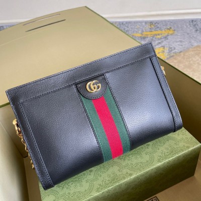 Gucci Ophidia Small Chain Shoulder Bag in Black Leather