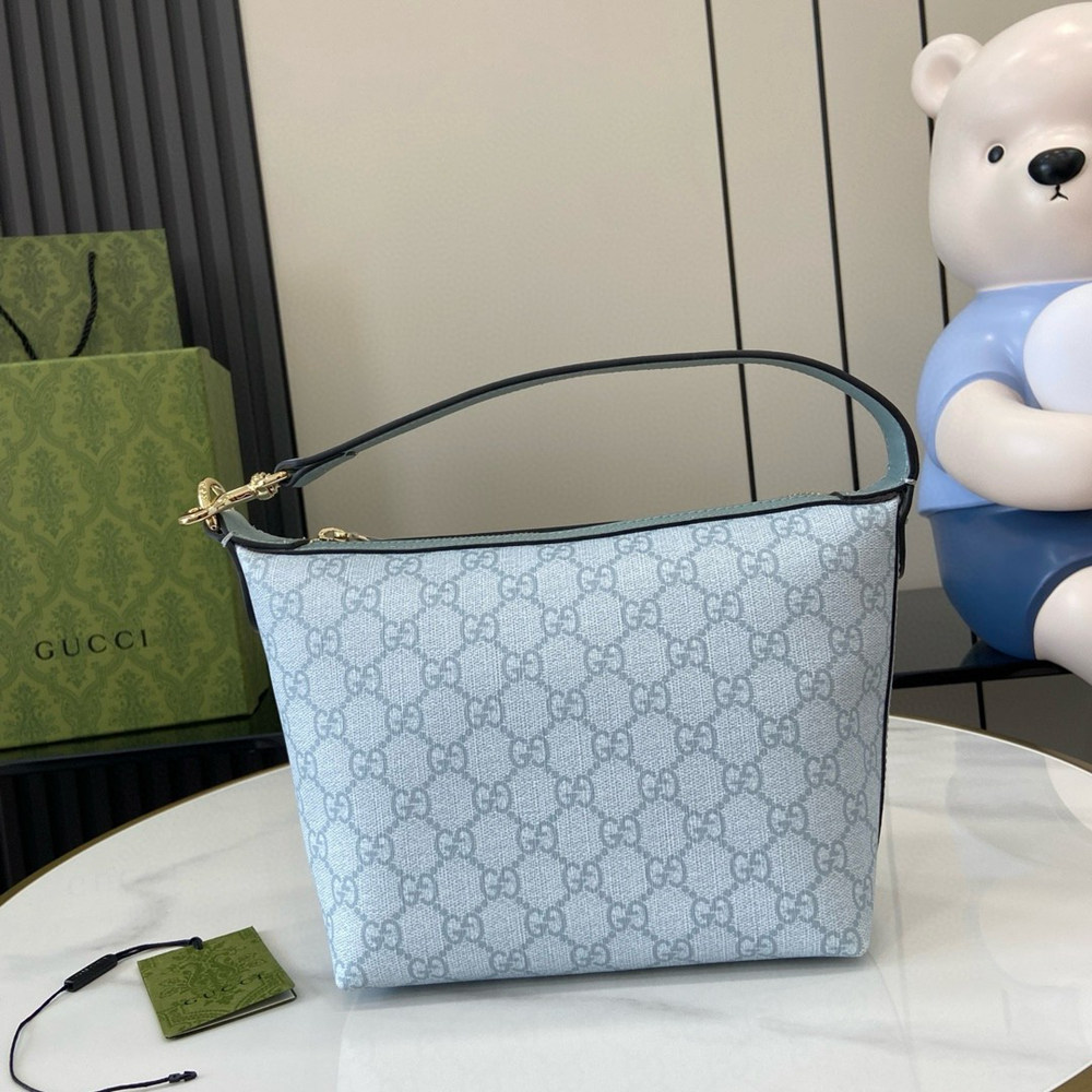 Gucci Ophidia Super Mini Shouler Bag in Dusty Blue GG Supreme Canvas