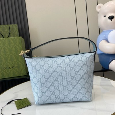 Gucci Ophidia Super Mini Shouler Bag in Dusty Blue GG Supreme Canvas