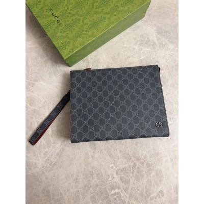 Gucci Portfolio Pouch in Black Supreme Canvas with Red Leather