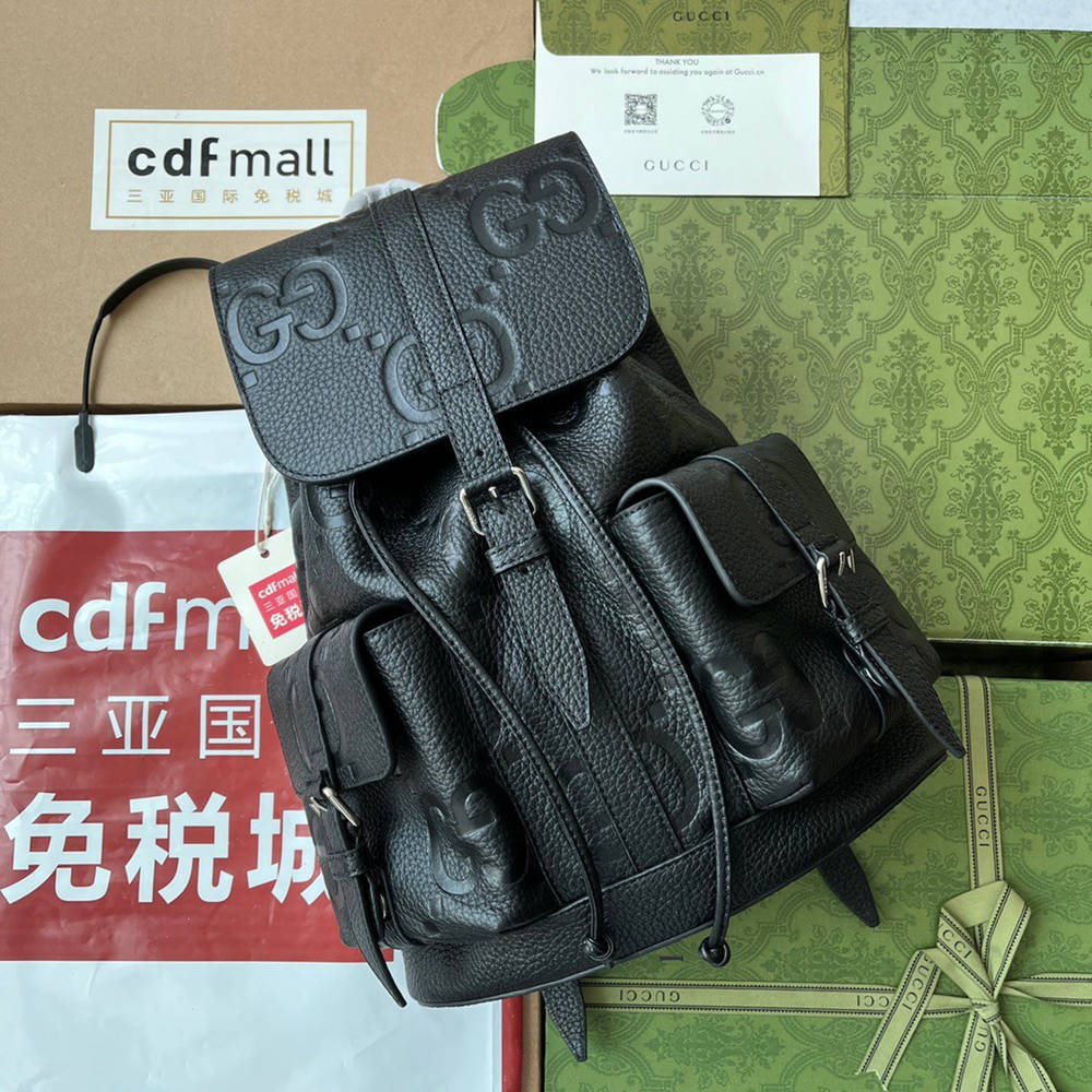 Gucci Small Backpack in Black Jumbo GG Leather