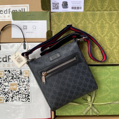 Gucci Small Messenger Bag in Black GG Supreme Canvas