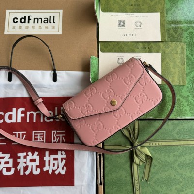 Gucci Super Mini Shoulder Bag in Rose Beige GG Leather