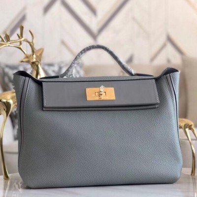 Hermes 24/24 29 Bag In Blue Glacier Clemence Calfskin TDBS25961